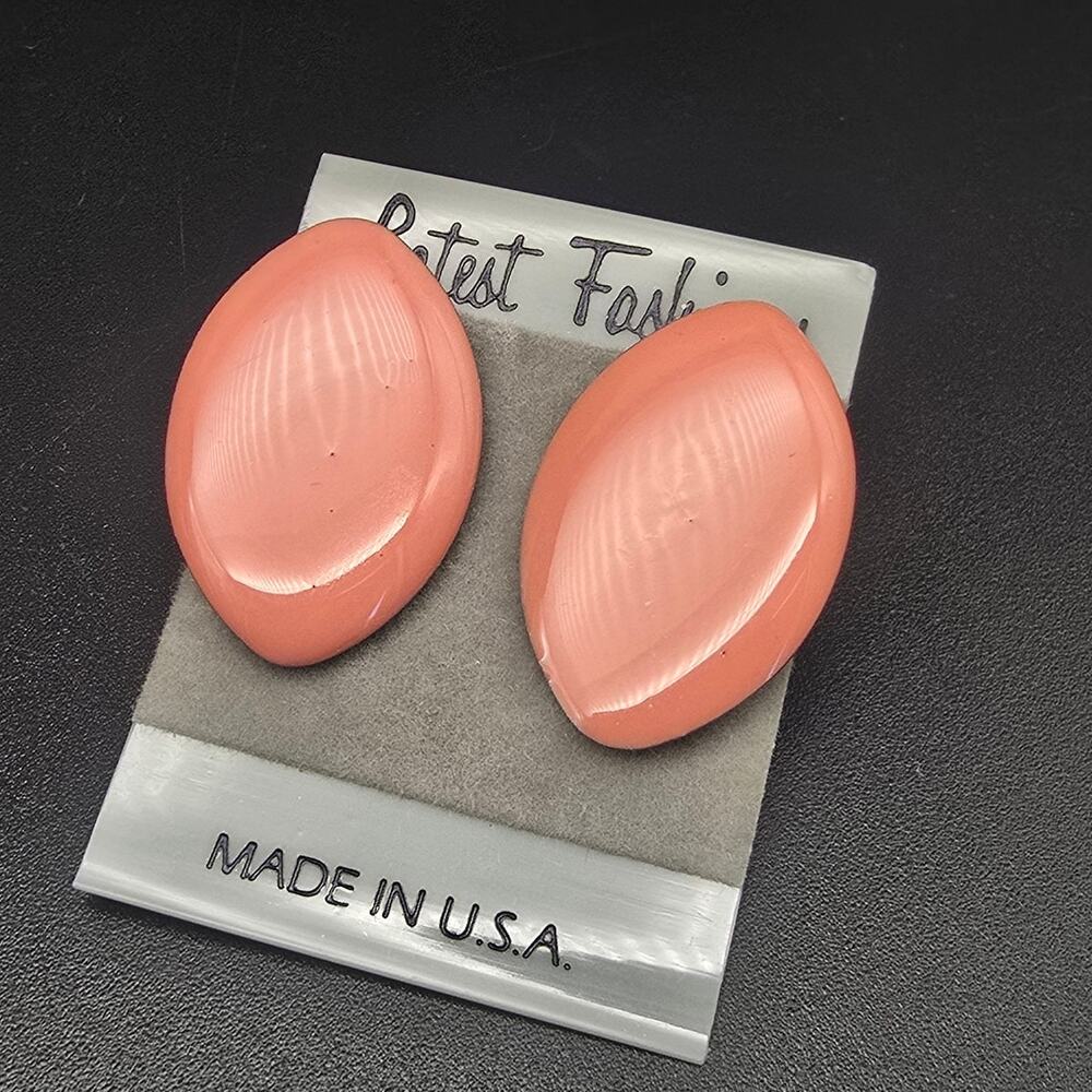 Pink 1980s Enamel Stud Earrings Vintage NOS On Card